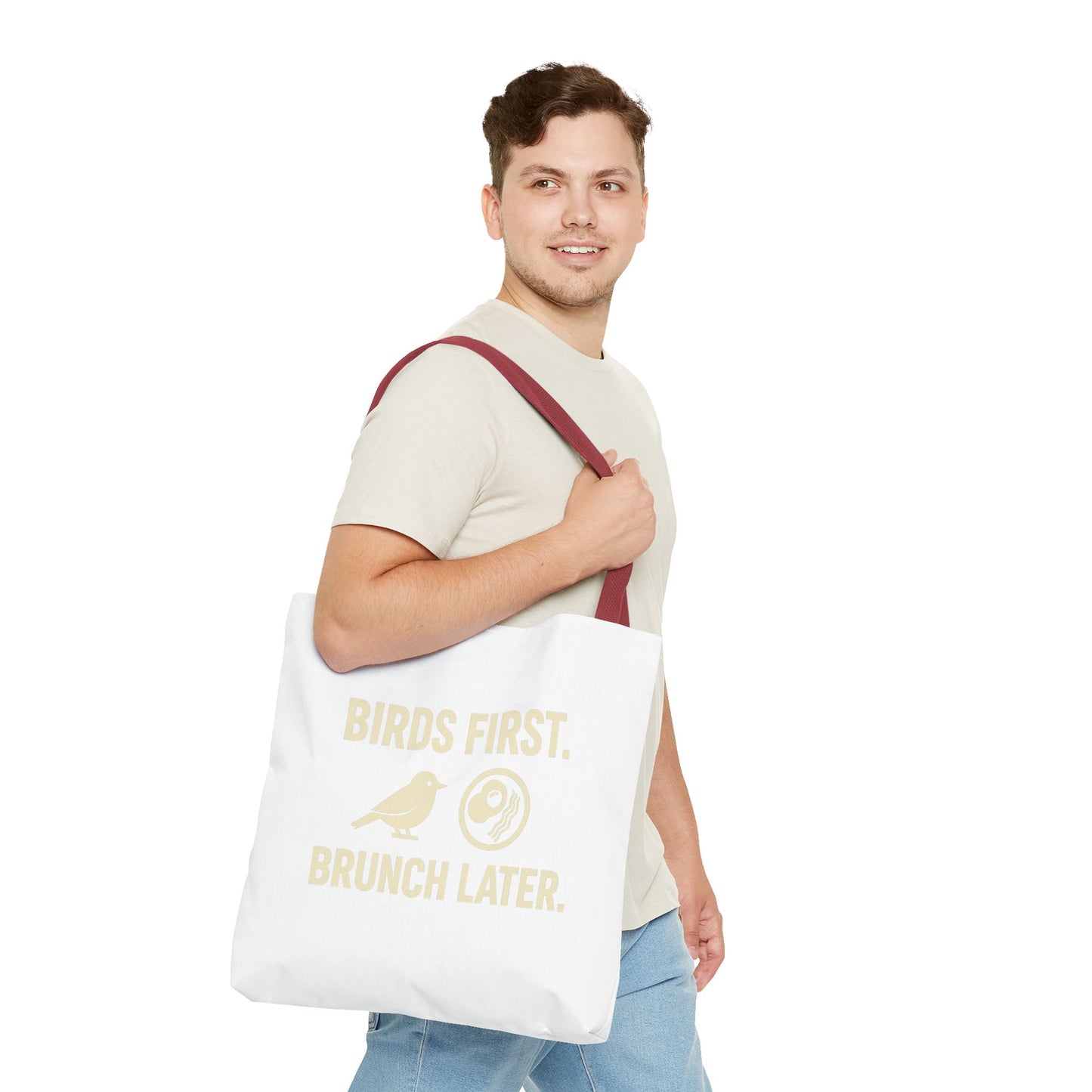Birds First Brunch Later Tote Bag - Fun Grocery Bag, Eco-Friendly Shopping Tote, Perfect Gift for Brunch Lovers, Weekend Outings