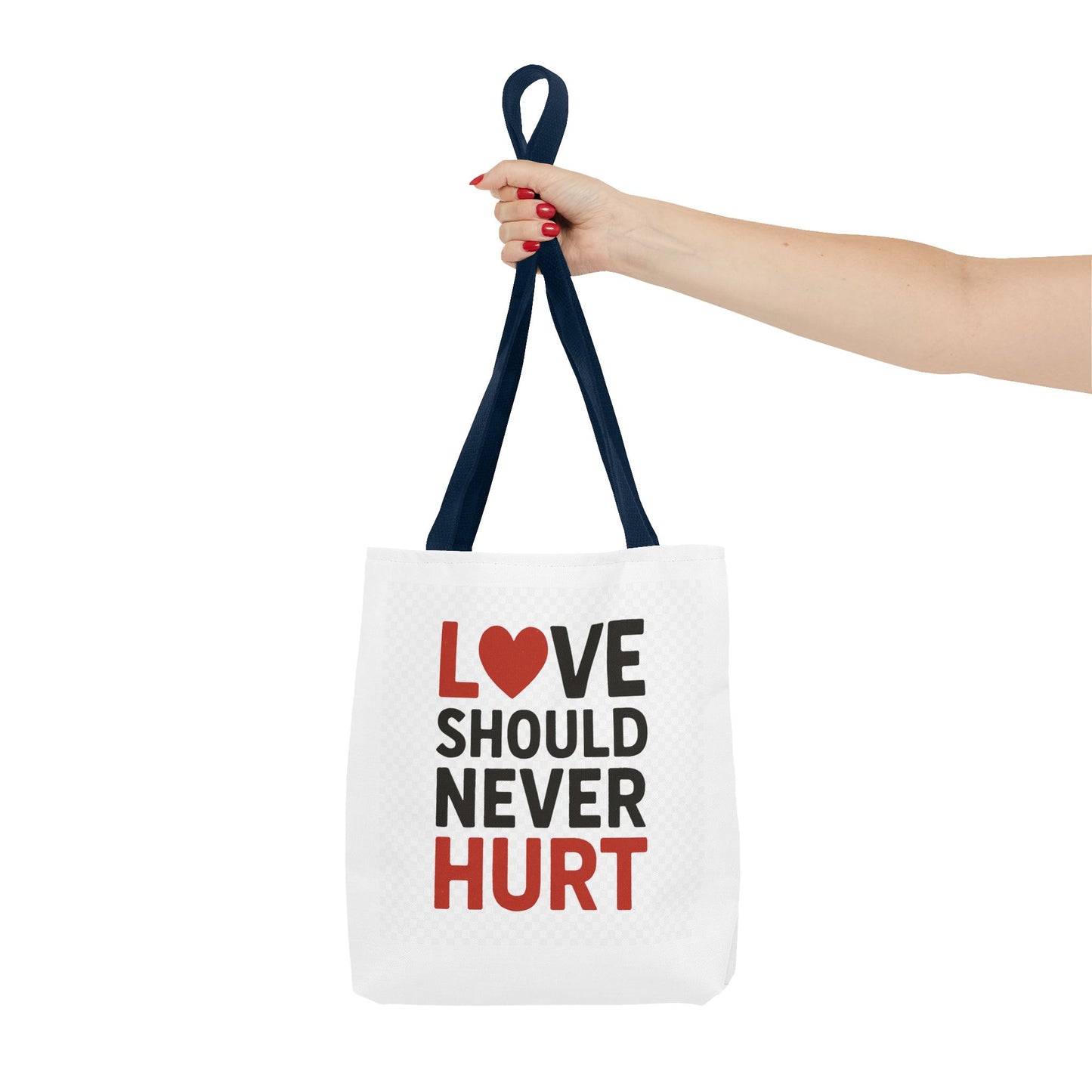 Love Should Never Hurt Tote Bag – Inspirational Gift for Awareness Events, Eco-Friendly Reusable Shopping Bag, Positive Affirmation Bag
