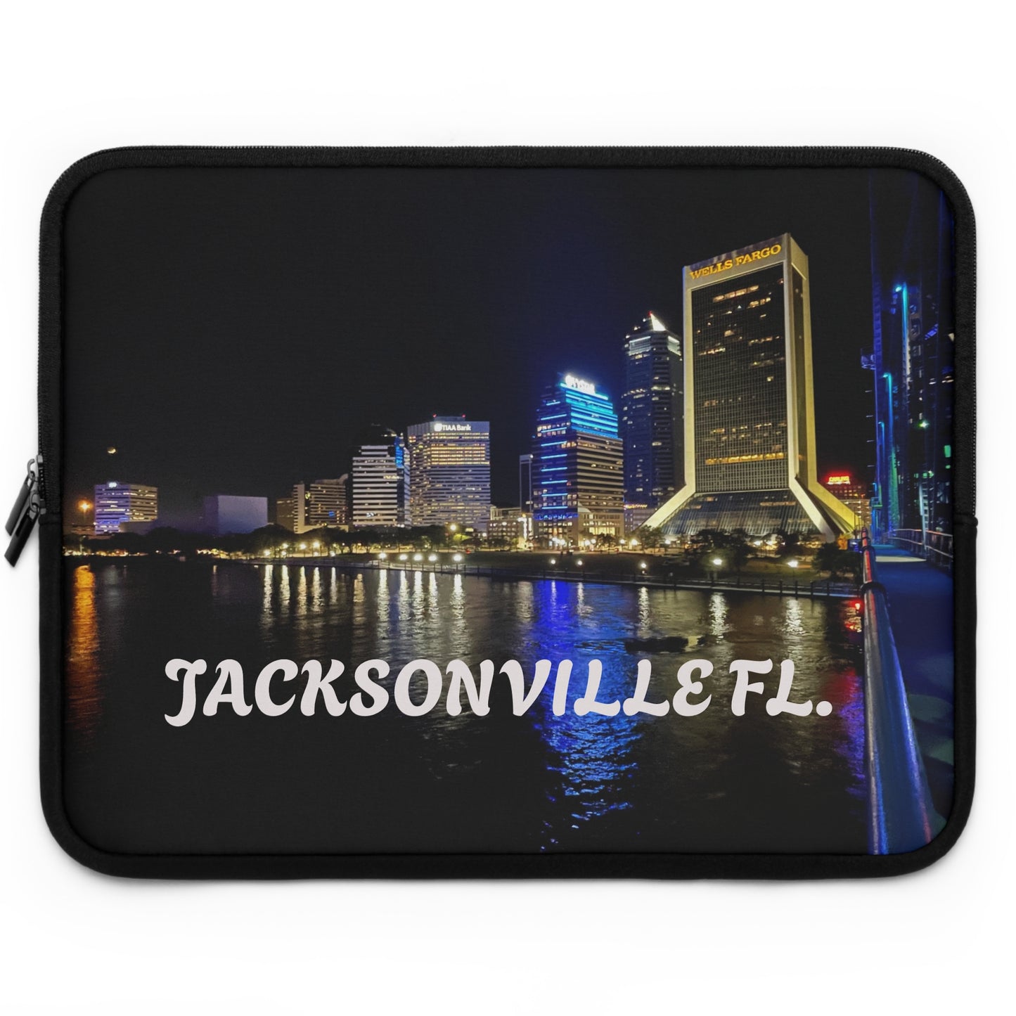 Jacksonville FL Laptop Sleeve, Urban City Design, Tech Accessory, Travel Gift, Customizable Tech Case