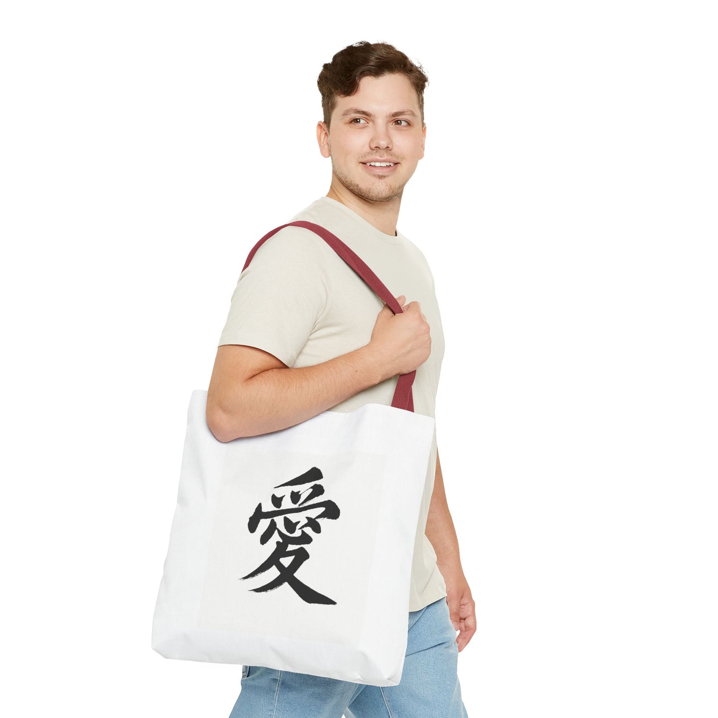 Anime Tote Bag with Love Symbol, Eco-Friendly Bag, Gift for Her, Stylish Shopping Bag, Unique Art Bag, Personalized Accessory