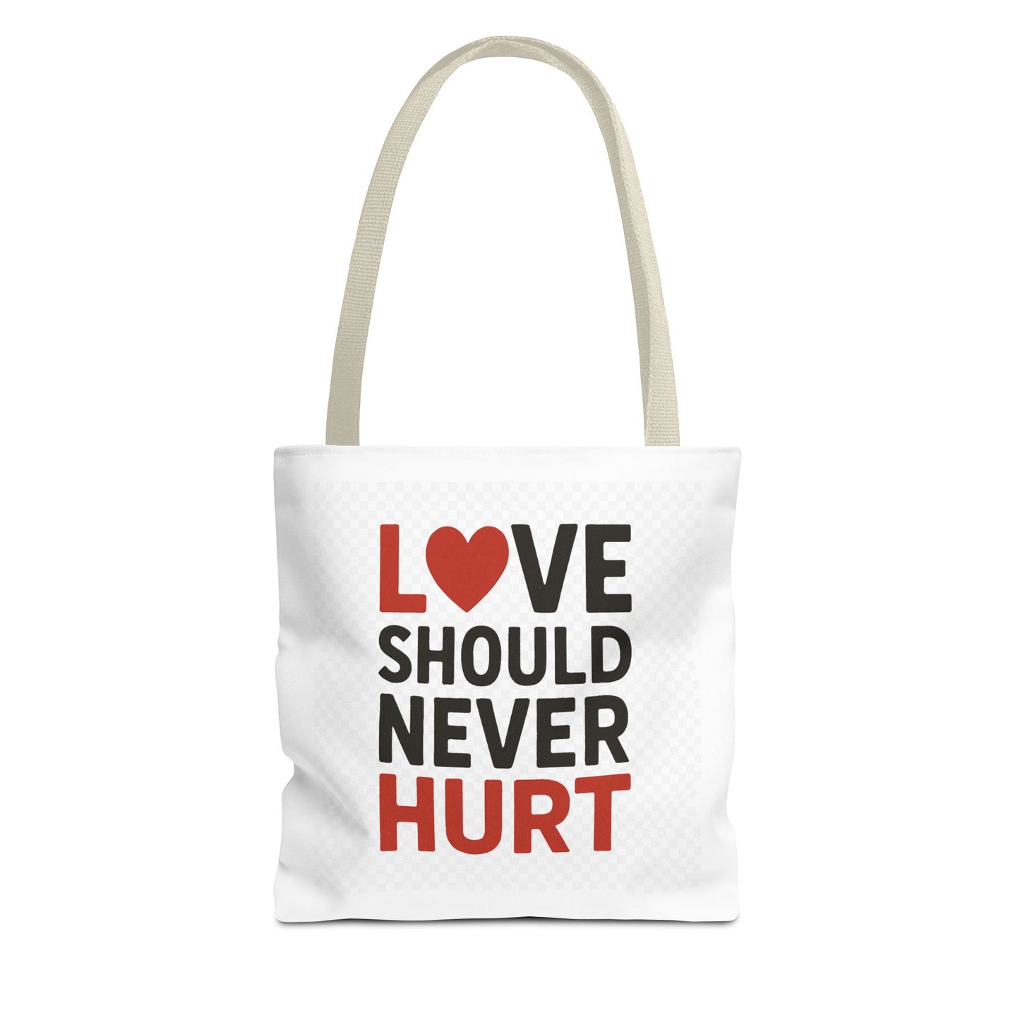 Love Should Never Hurt Tote Bag – Inspirational Gift for Awareness Events, Eco-Friendly Reusable Shopping Bag, Positive Affirmation Bag