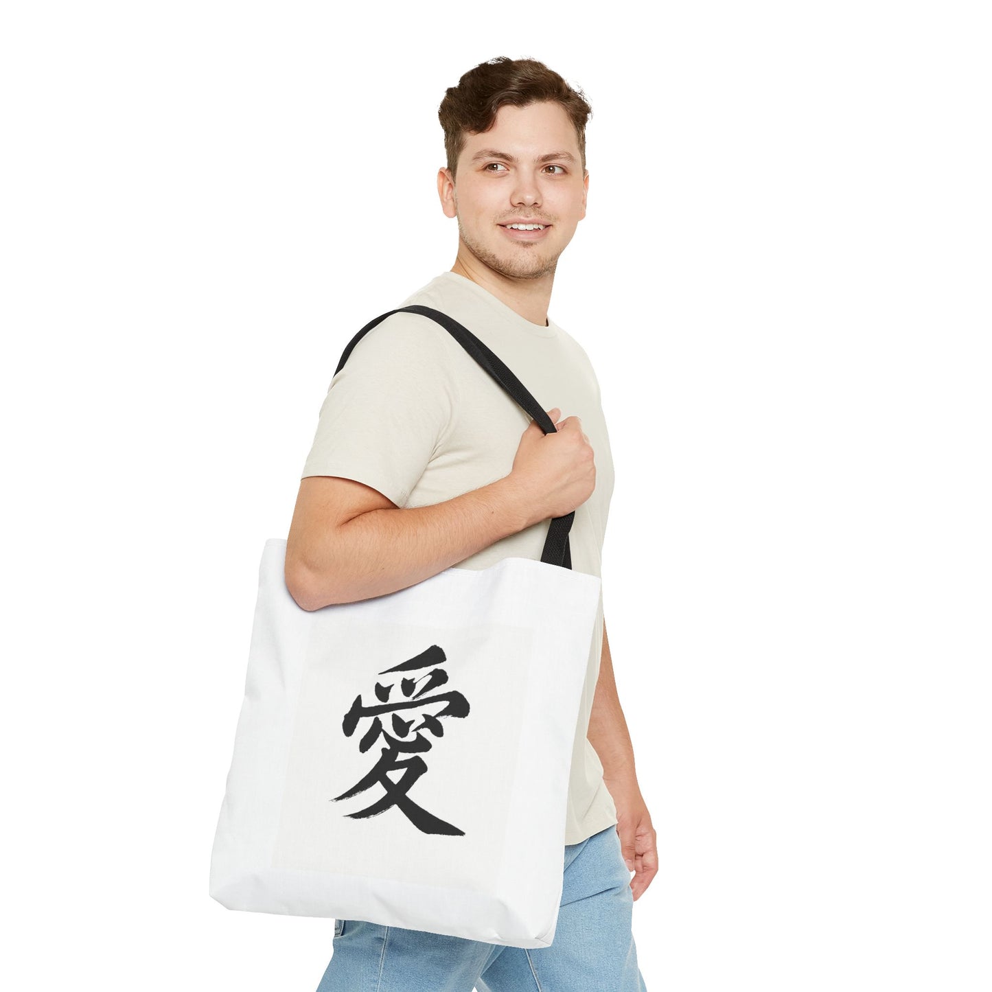 Anime Tote Bag with Love Symbol, Eco-Friendly Bag, Gift for Her, Stylish Shopping Bag, Unique Art Bag, Personalized Accessory