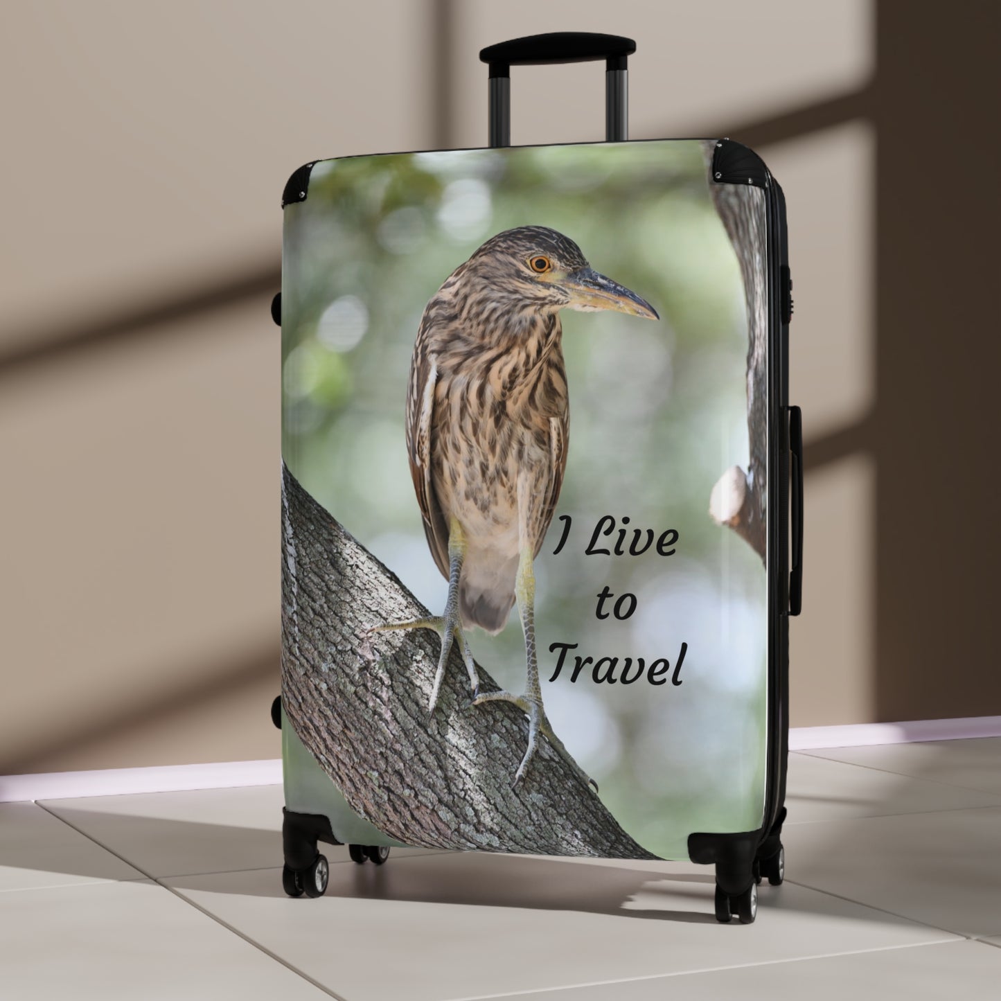 Travel Suitcase - I Live to Travel, Luggage for Adventurers, Travel Gift, Vacation Bag, Holiday Packing, Unique Travel Case