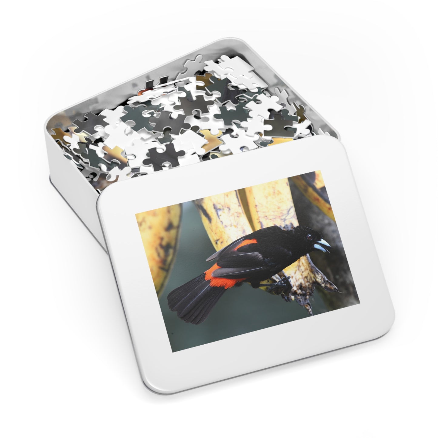 Bird-Themed Jigsaw Puzzle with Tin - Perfect Gift for Nature Lovers, Family Game Night, Eco-Friendly Home Decor, Educational Activity.