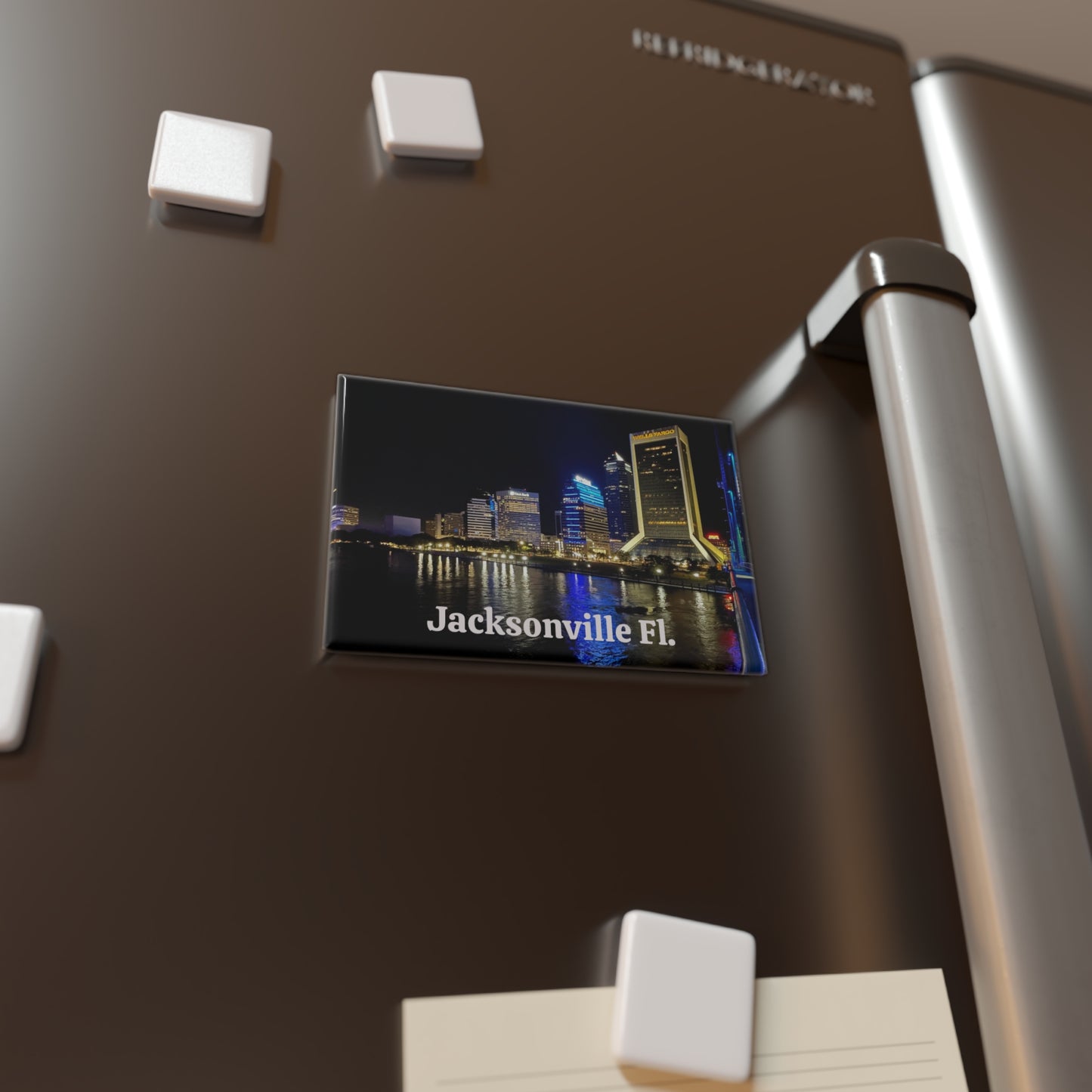 Jacksonville Cityscape Magnet, Rectangle, Travel Souvenir, Home Decor, Gift Idea, City Pride, Fridge Magnet