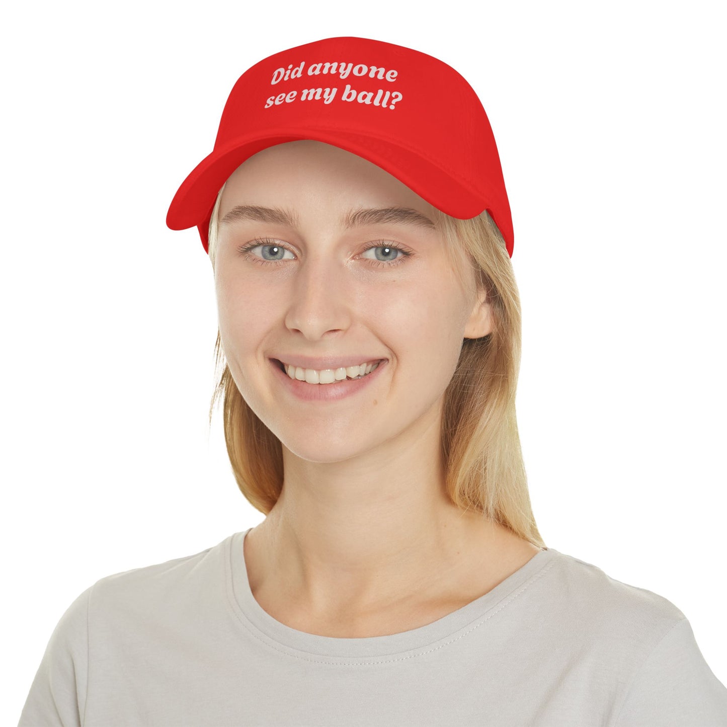 Playful Red Baseball Cap - "Did anyone see my ball?" Hat, Fun Gift for Sports Lovers, Casual Wear, Outdoor Activities, Unique Statement Cap