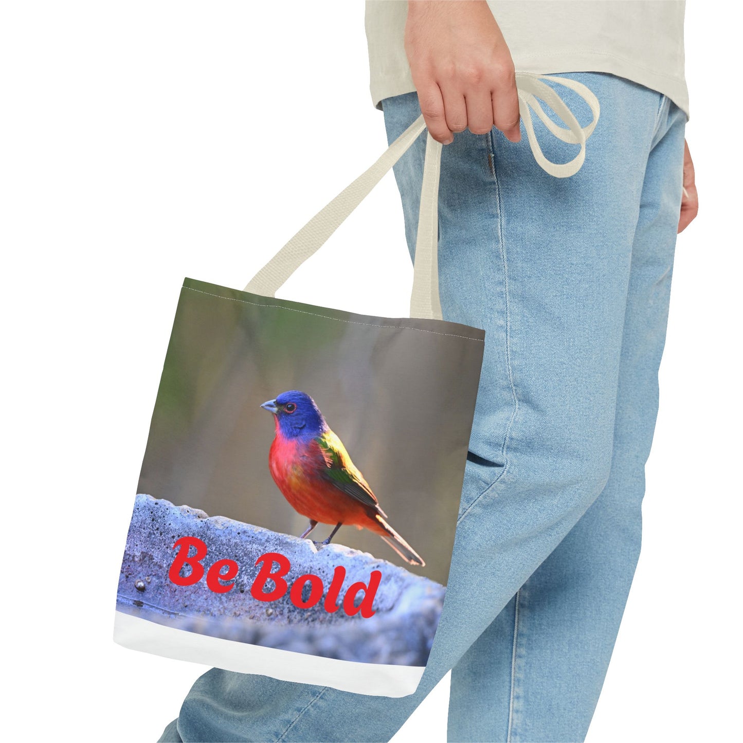 Colorful Bird Be Bold Tote Bag, Eco-Friendly Art Tote, Nature Lover Gift, Inspirational Quote Bag, Everyday Carry-All
