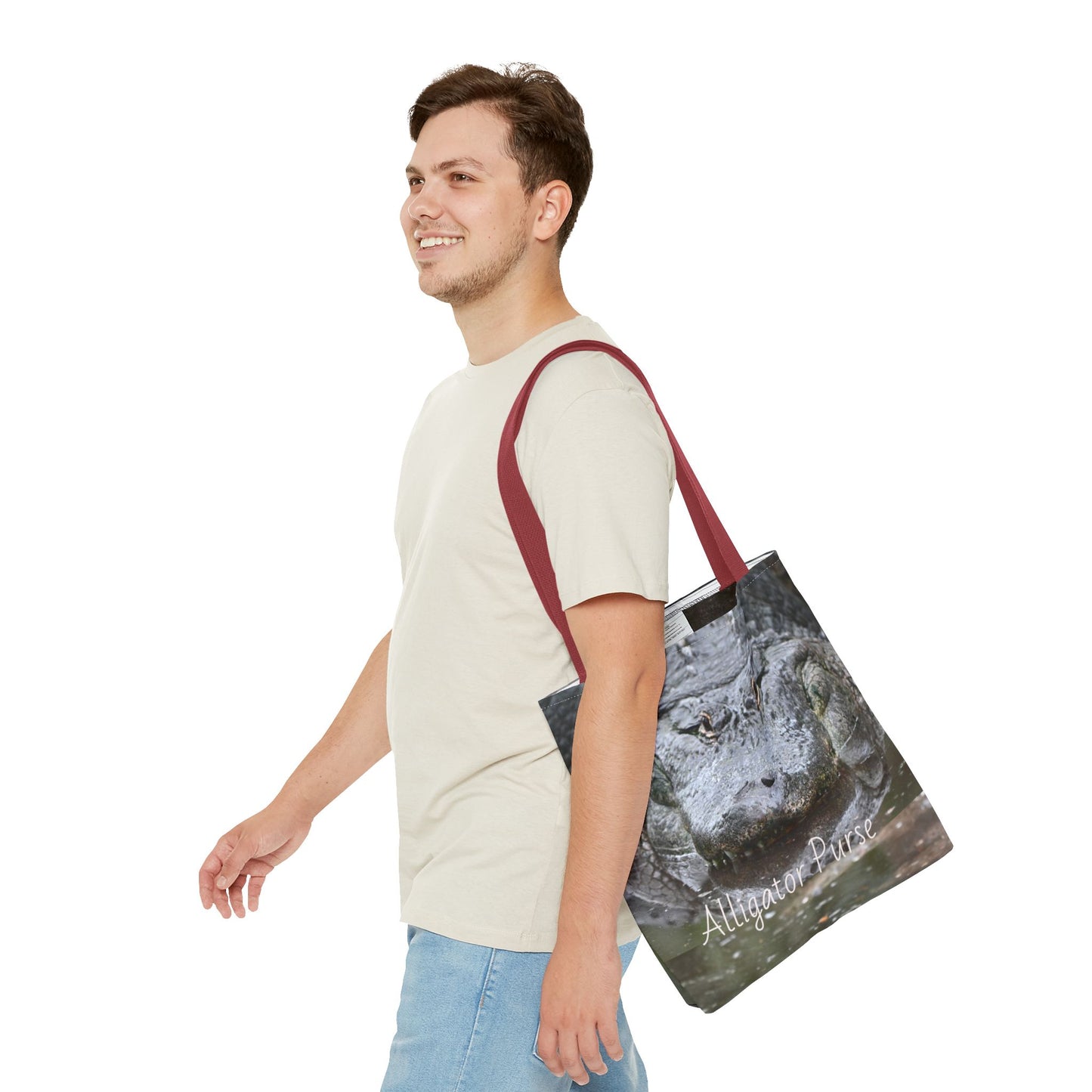 Alligator Print Tote Bag, Wildlife Lover Gift, Eco-Friendly Bag, Beach Tote, Animal Lovers' Accessory, Unique Alligator Purse