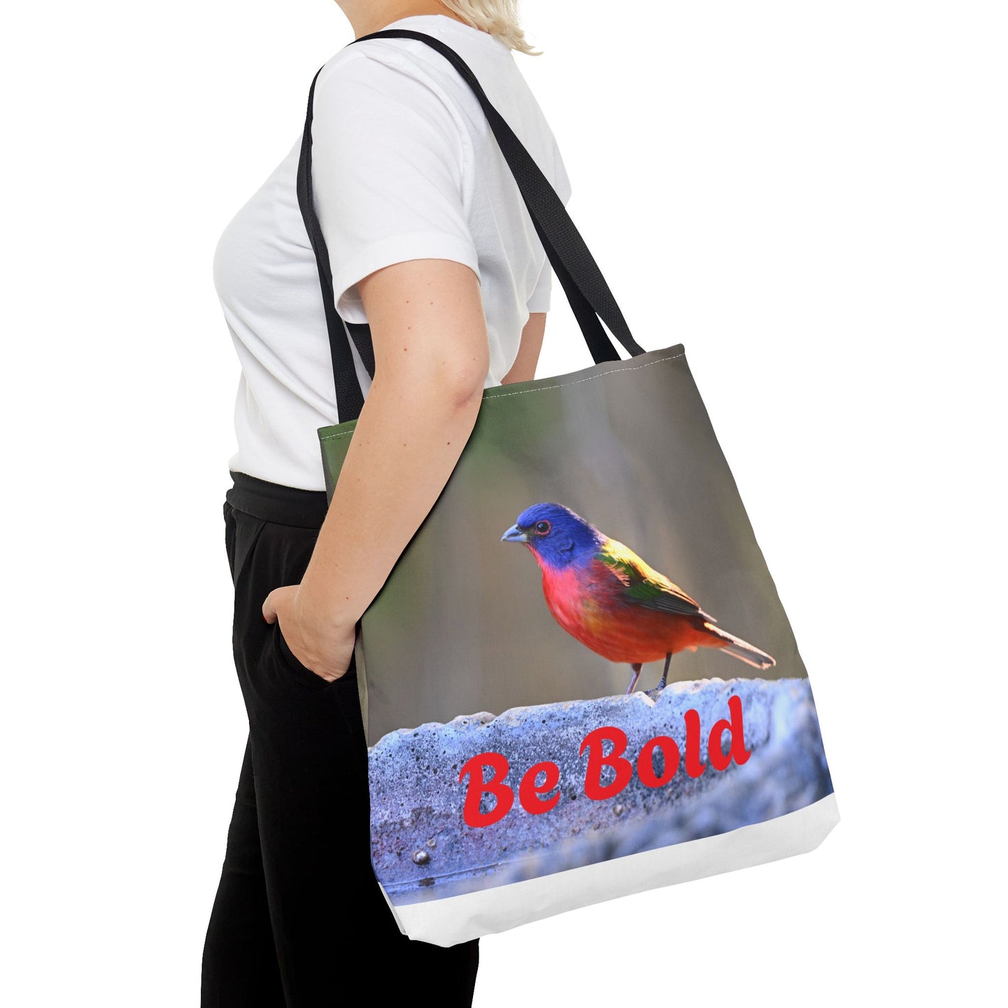 Colorful Bird Be Bold Tote Bag, Eco-Friendly Art Tote, Nature Lover Gift, Inspirational Quote Bag, Everyday Carry-All