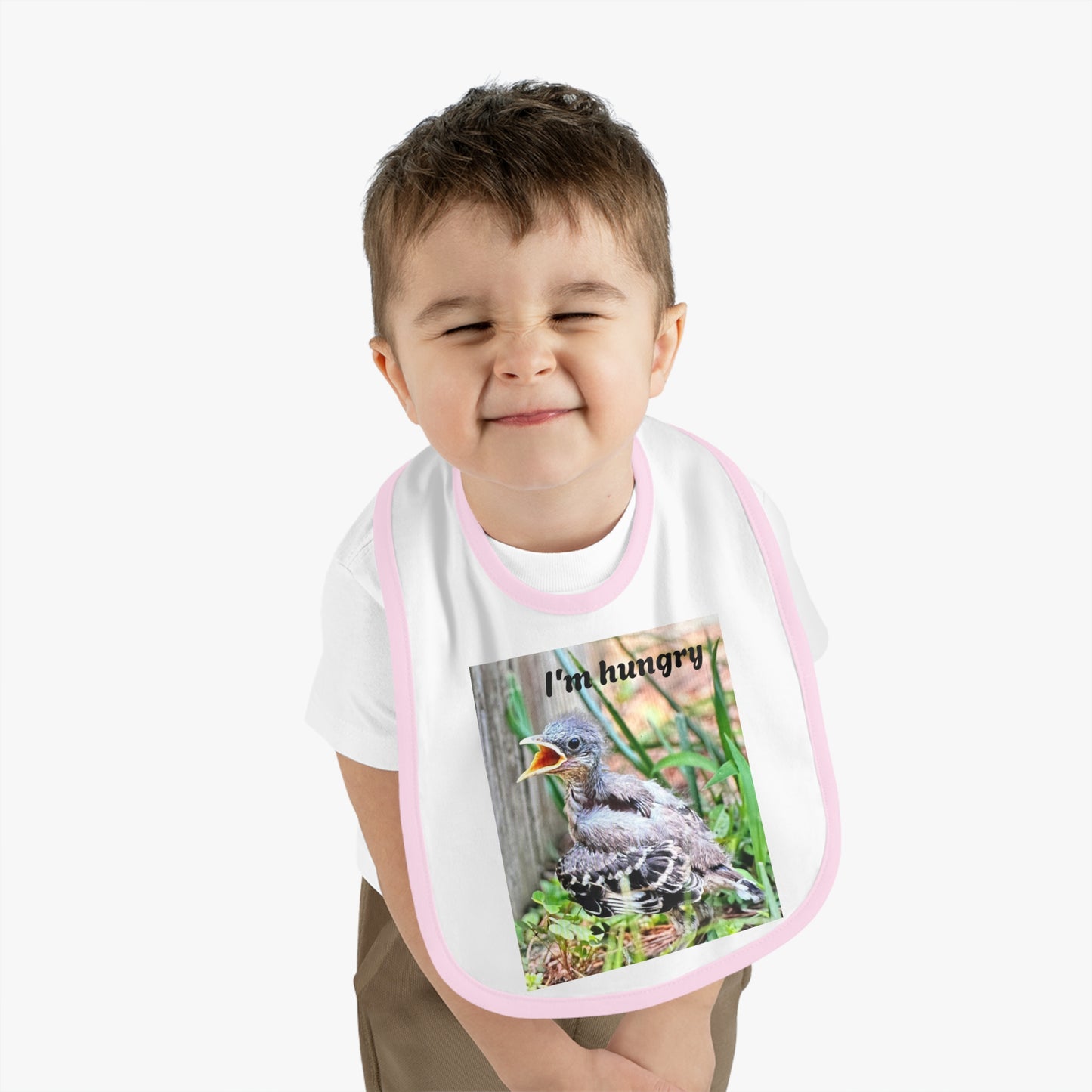 Cute Baby Bib with 'I'm Hungry' Design, Adjustable Bib for Infants, Fun Feeding Accessory, Baby Shower Gift, Toddler Apparel
