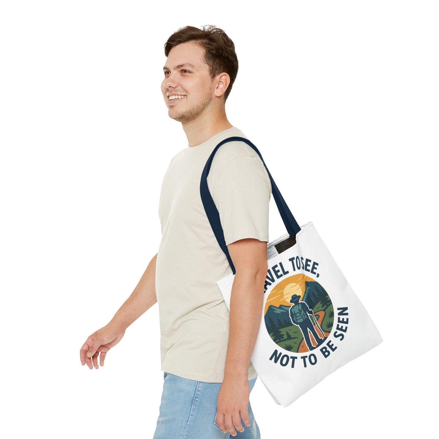 Adventurous Travel Tote Bag - 'I Travel to See, Not to Be Seen' - Ideal for Hiking, Camping, Road Trips, Gifts for Outdoor Lovers