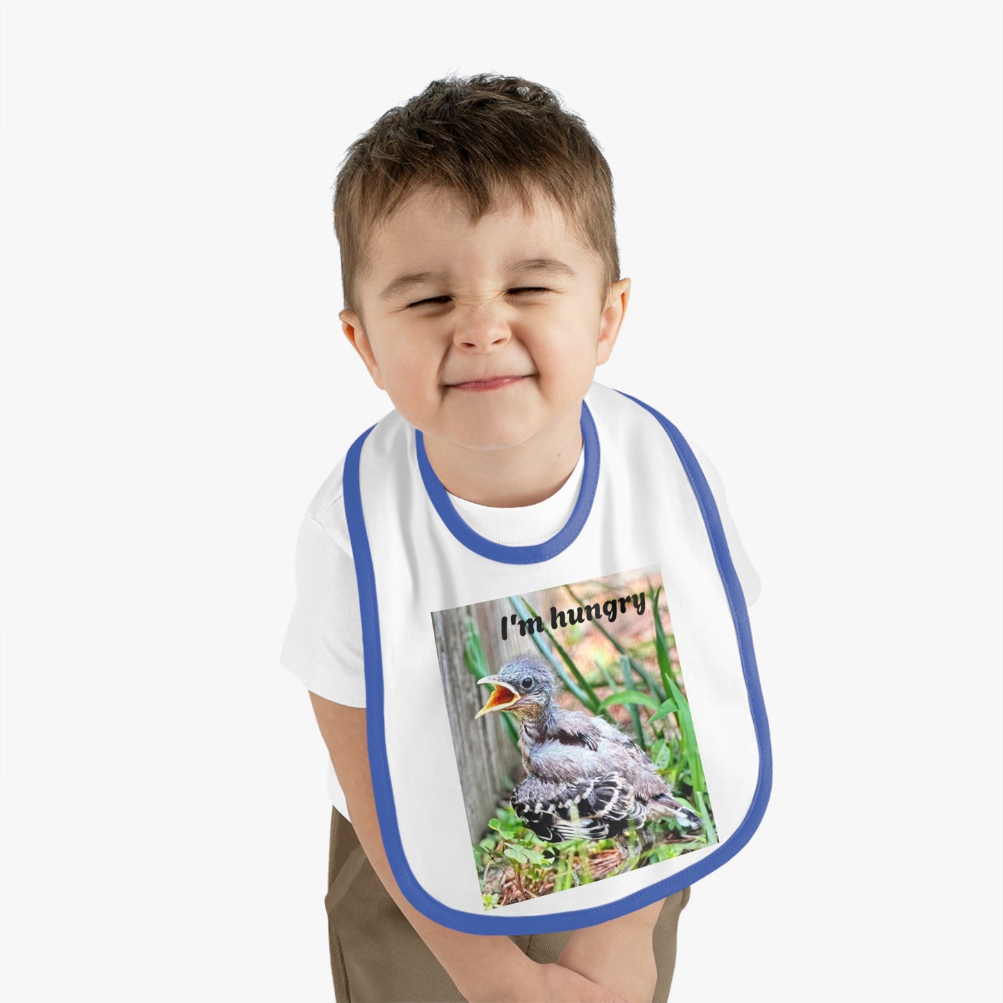 Cute Baby Bib with 'I'm Hungry' Design, Adjustable Bib for Infants, Fun Feeding Accessory, Baby Shower Gift, Toddler Apparel
