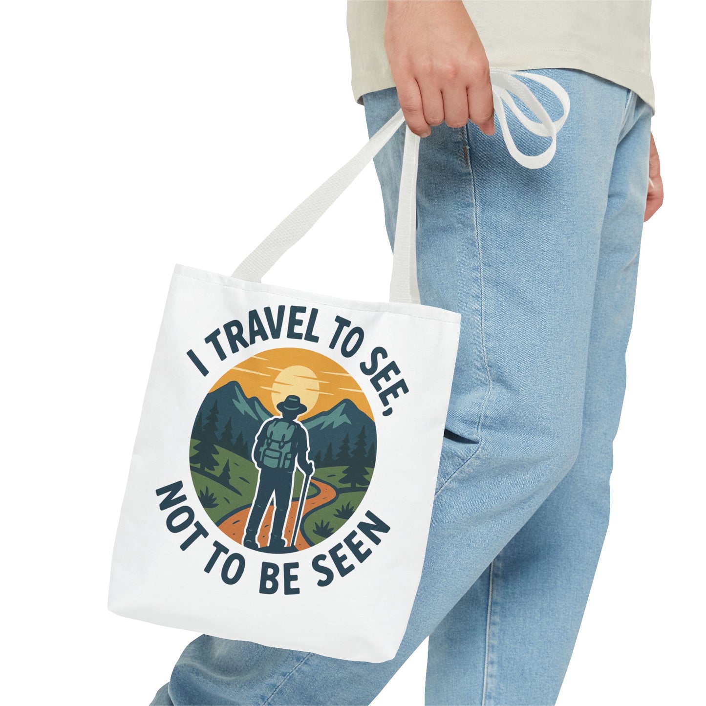 Adventurous Travel Tote Bag - 'I Travel to See, Not to Be Seen' - Ideal for Hiking, Camping, Road Trips, Gifts for Outdoor Lovers