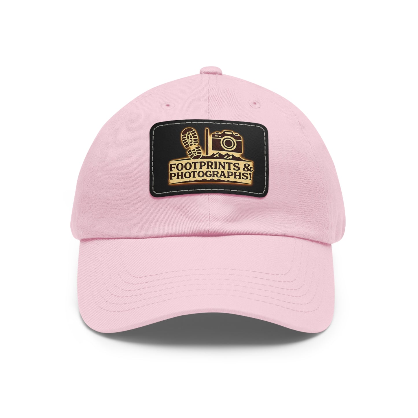 Leather Patch Dad Hat — "Footprints & Photographs" Outdoor Photographer Cap