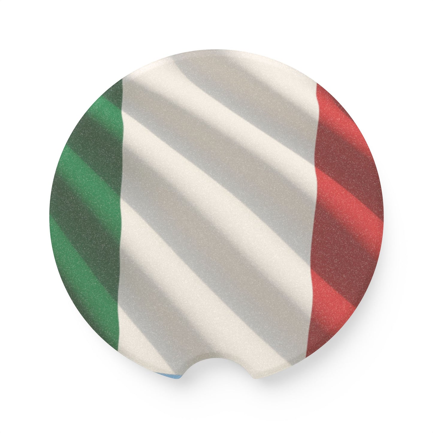 Italian Flag Soapstone Car Coaster — Round Cup Holder Protector