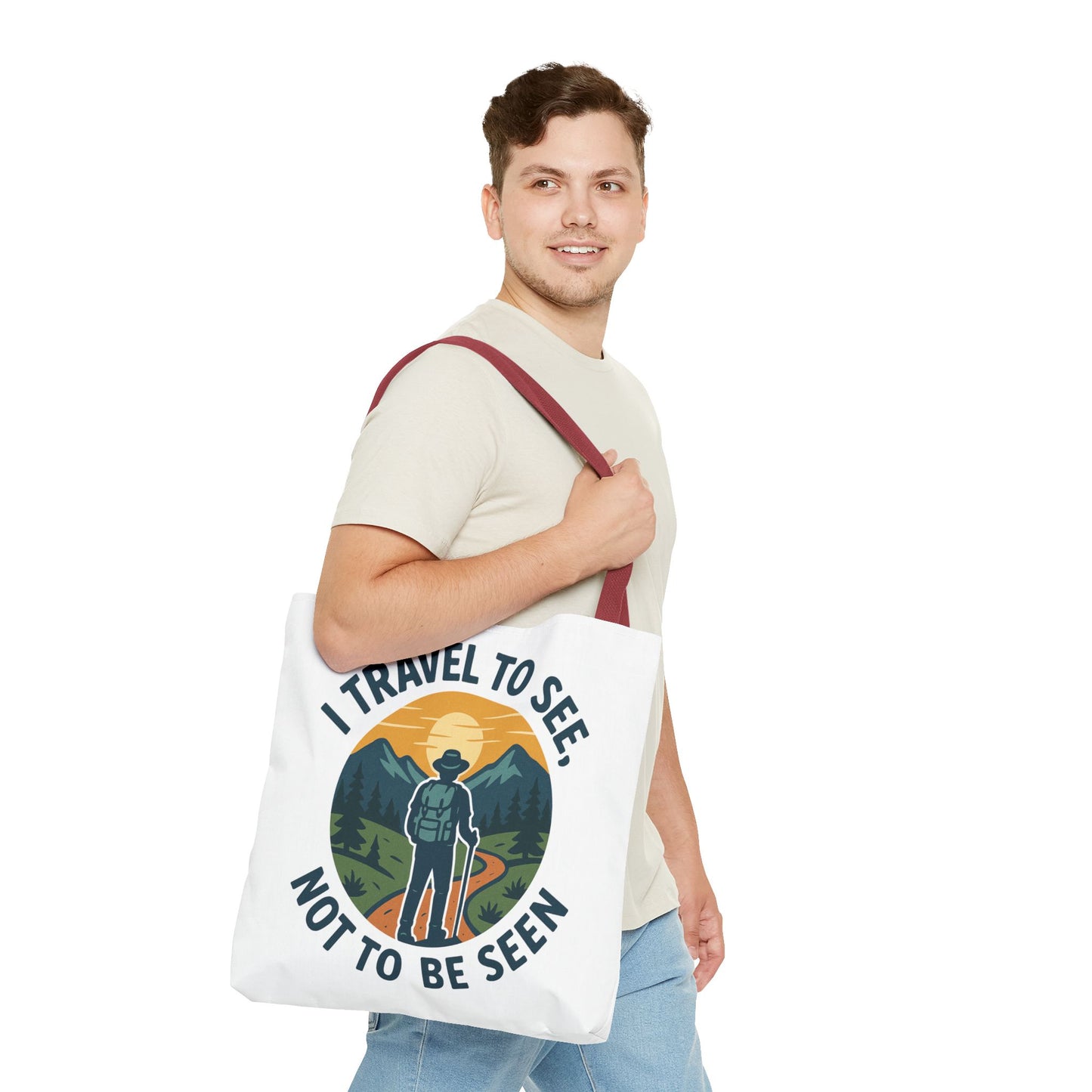 Adventurous Travel Tote Bag - 'I Travel to See, Not to Be Seen' - Ideal for Hiking, Camping, Road Trips, Gifts for Outdoor Lovers