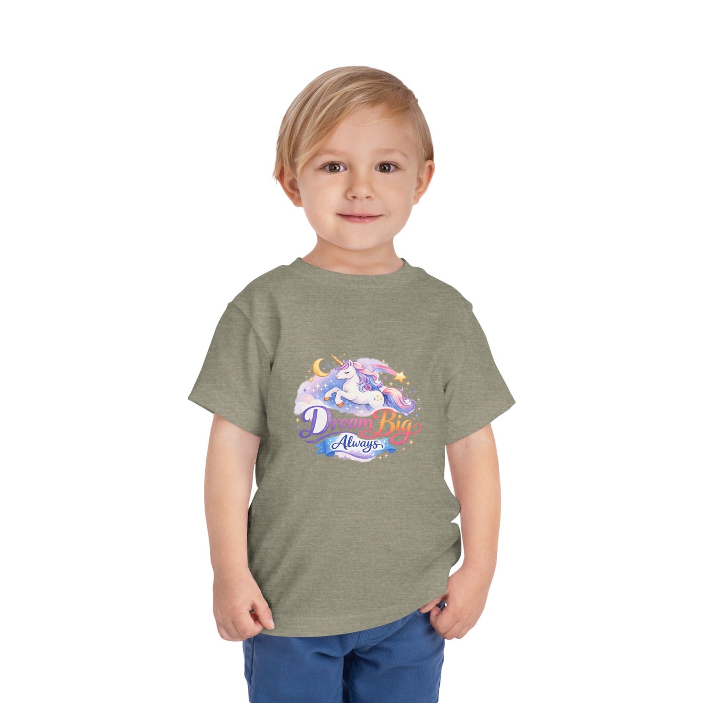 Toddler Tee — Dream Big Always Unicorn Graphic