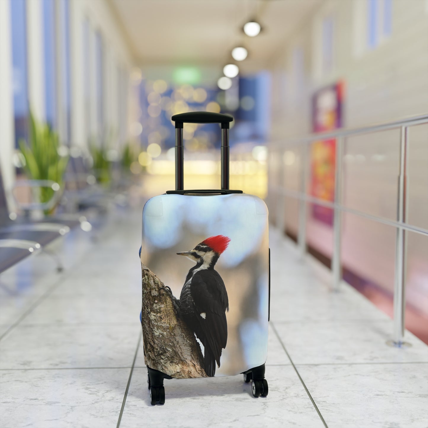 Pileated Woodpecker Luggage Cover — Wildlife Travel Suitcase Protector