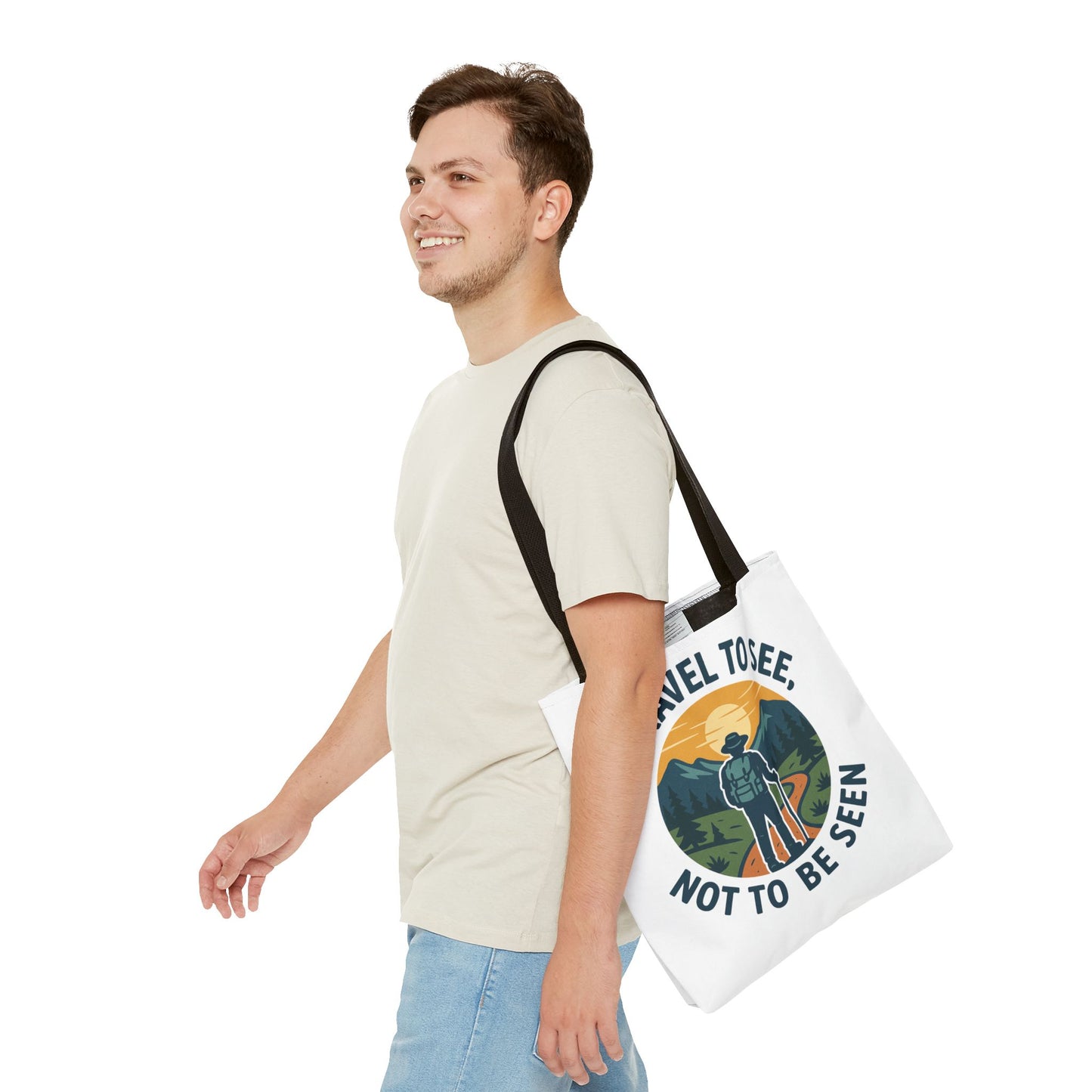 Adventurous Travel Tote Bag - 'I Travel to See, Not to Be Seen' - Ideal for Hiking, Camping, Road Trips, Gifts for Outdoor Lovers