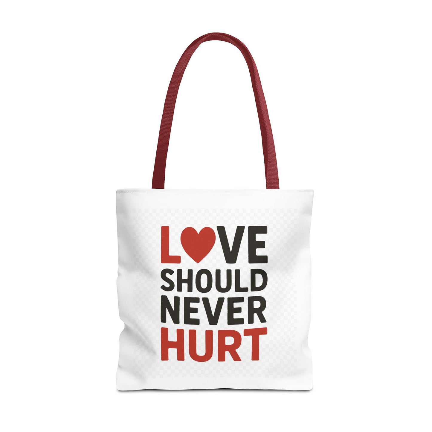 Love Should Never Hurt Tote Bag – Inspirational Gift for Awareness Events, Eco-Friendly Reusable Shopping Bag, Positive Affirmation Bag