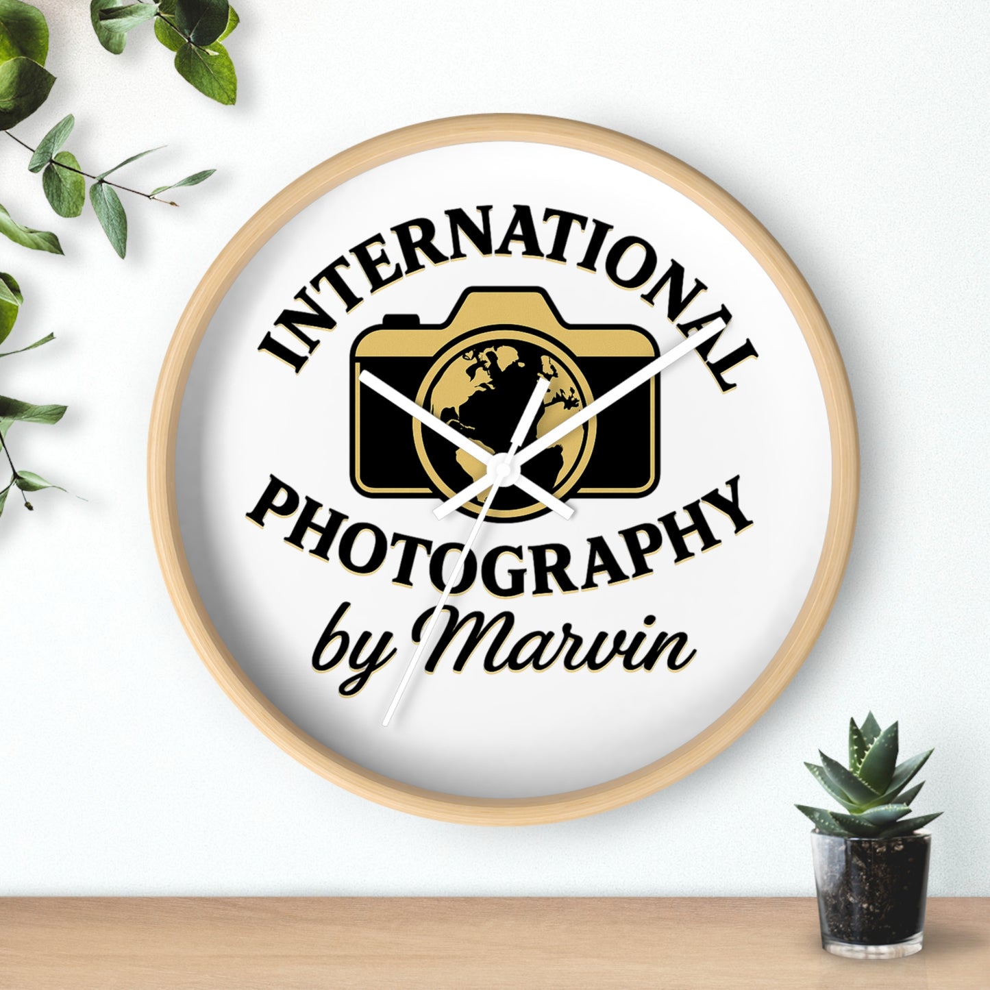 International Photography Wall Clock — "by Marvin" Personalized Photographer Gift