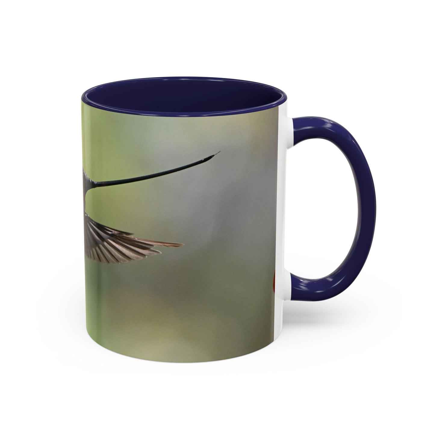Hummingbird Accent Coffee Mug – 11/15oz Ceramic Mug with Black Interior & Handle