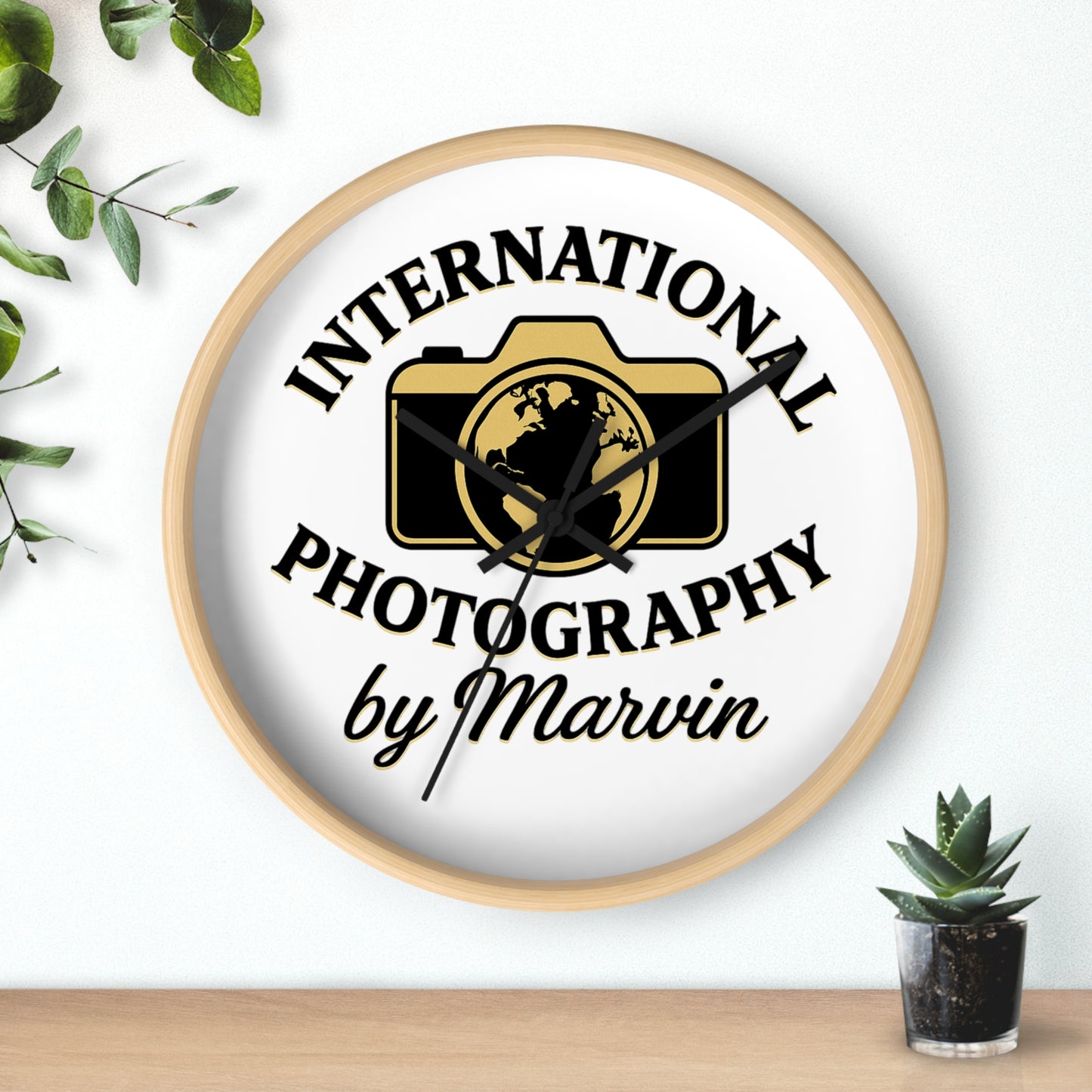 International Photography Wall Clock — "by Marvin" Personalized Photographer Gift