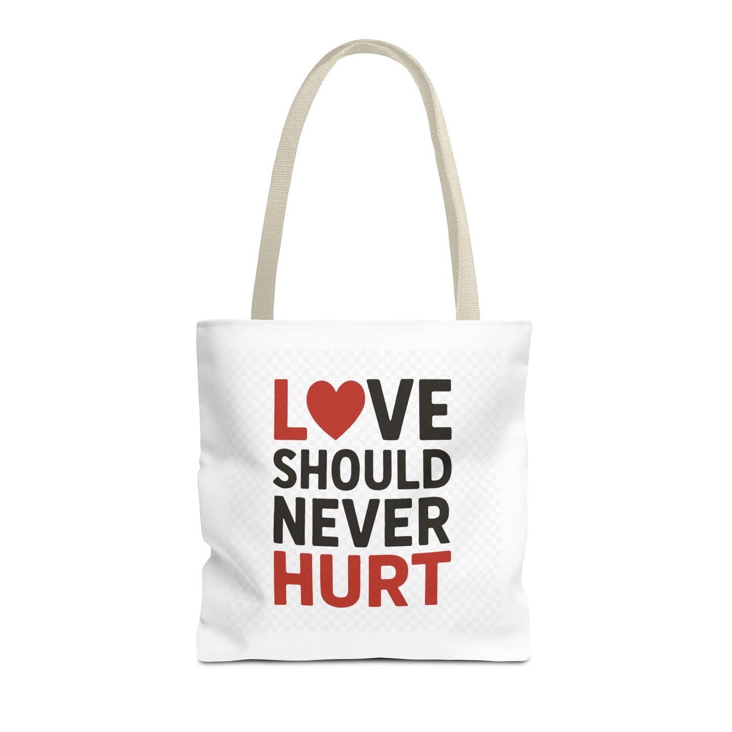 Love Should Never Hurt Tote Bag – Inspirational Gift for Awareness Events, Eco-Friendly Reusable Shopping Bag, Positive Affirmation Bag