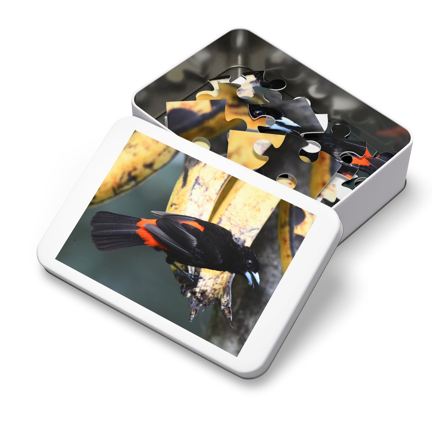 Bird-Themed Jigsaw Puzzle with Tin - Perfect Gift for Nature Lovers, Family Game Night, Eco-Friendly Home Decor, Educational Activity.