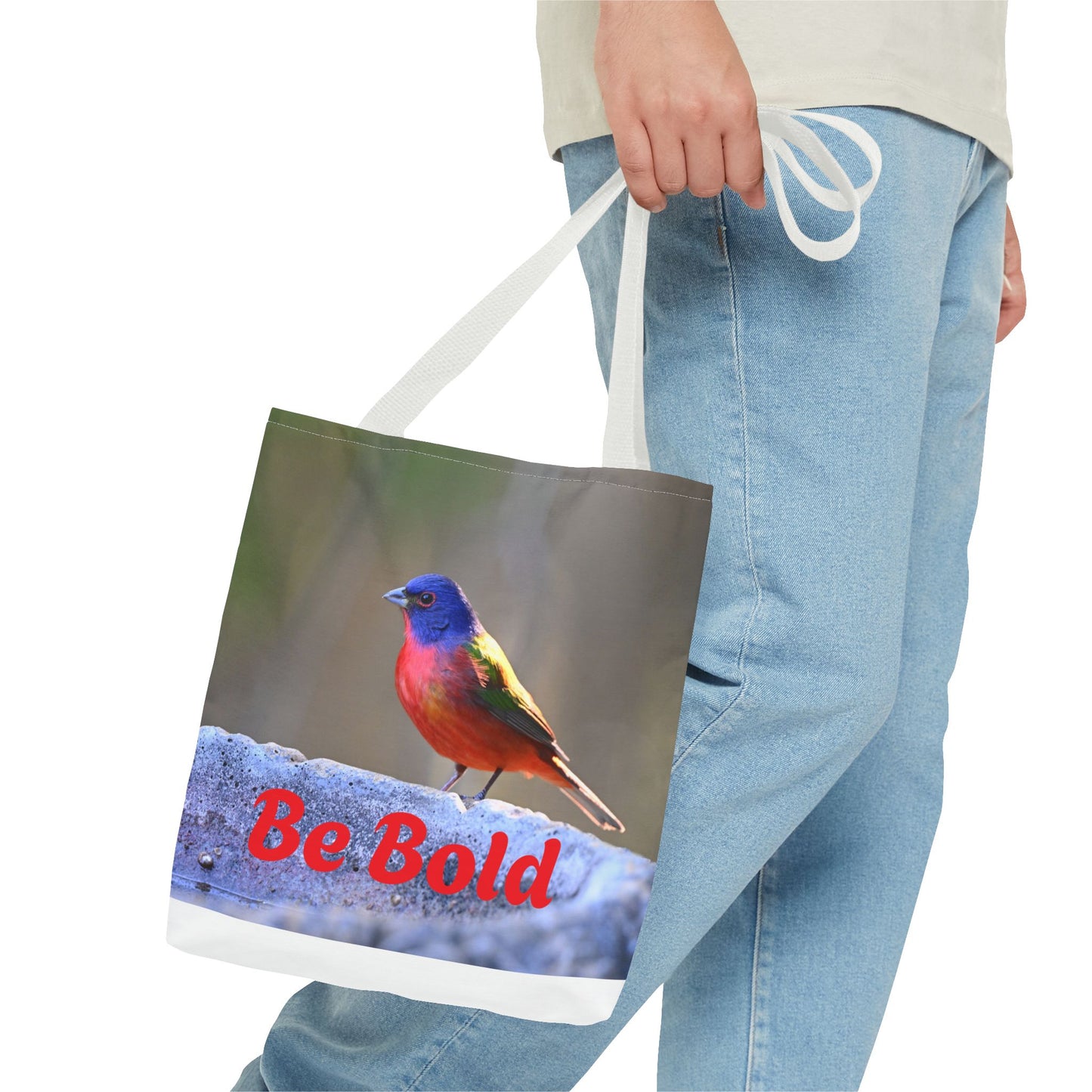 Colorful Bird Be Bold Tote Bag, Eco-Friendly Art Tote, Nature Lover Gift, Inspirational Quote Bag, Everyday Carry-All