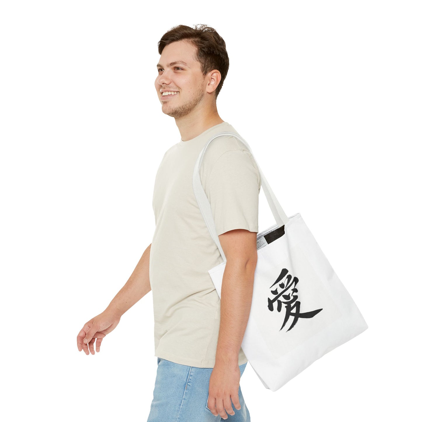 Anime Tote Bag with Love Symbol, Eco-Friendly Bag, Gift for Her, Stylish Shopping Bag, Unique Art Bag, Personalized Accessory