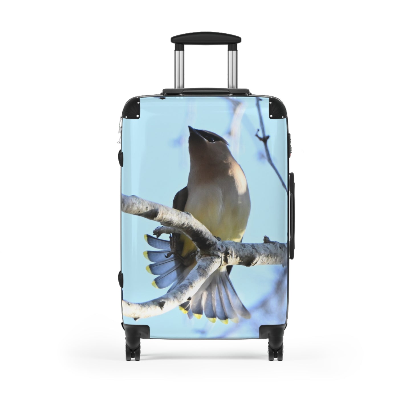 Cedar Waxwing Bird Suitcase — Lightweight Carry-On Luggage with Nature Photography Design