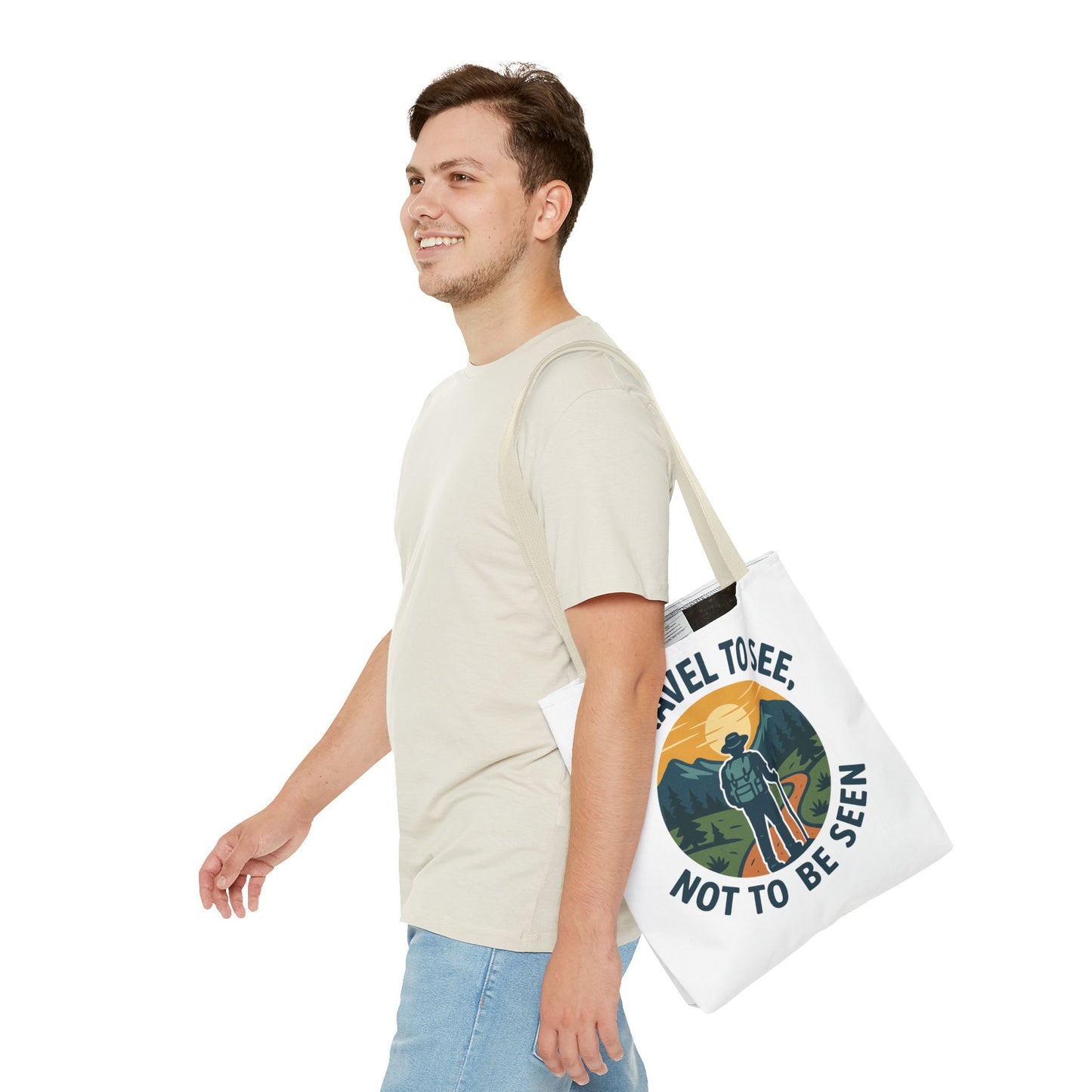 Adventurous Travel Tote Bag - 'I Travel to See, Not to Be Seen' - Ideal for Hiking, Camping, Road Trips, Gifts for Outdoor Lovers