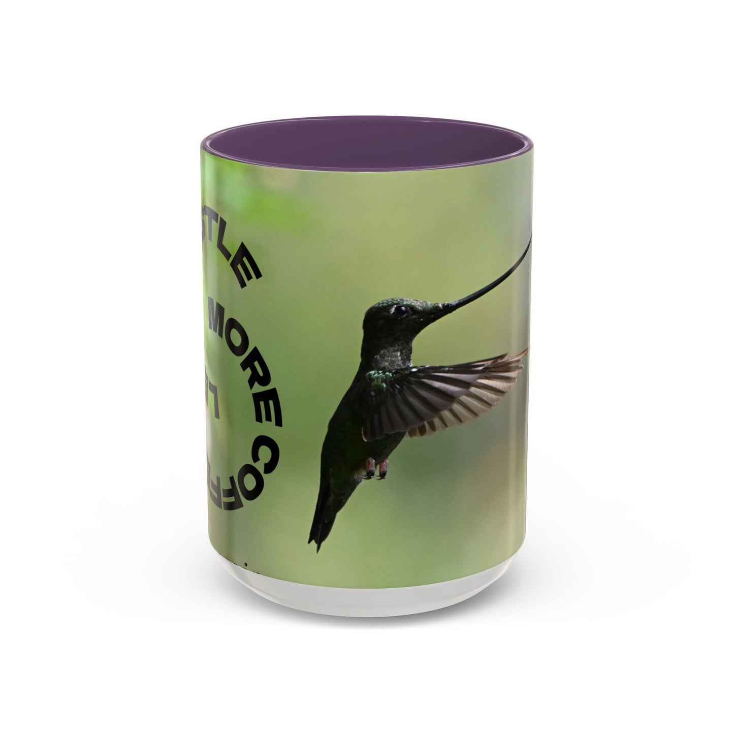 Hummingbird Accent Coffee Mug – 11/15oz Ceramic Mug with Black Interior & Handle