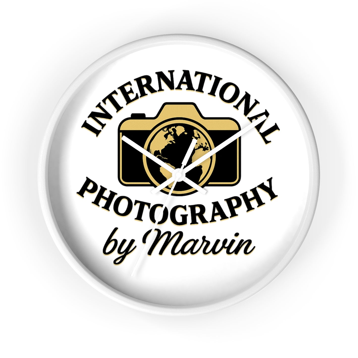 International Photography Wall Clock — "by Marvin" Personalized Photographer Gift