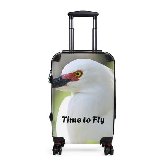 Stylish Suitcase for Travel Enthusiasts, Custom Luggage, Perfect Gift for Travelers, Time to Fly Design, Unique Travel Accessory