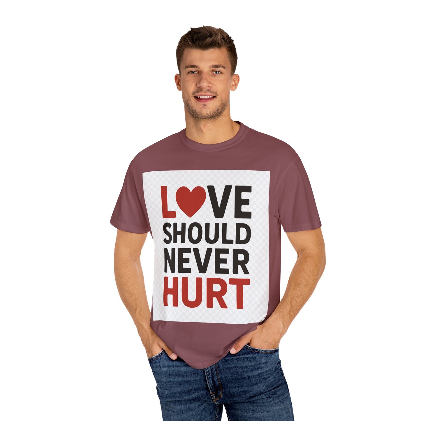 Love Should Never Hurt Unisex T-Shirt, Empowerment Tee, Gift for Couples, Awareness Shirt, Casual Comfort Wear