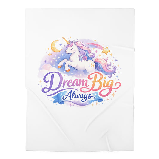 Dream Big Always Unicorn Baby Swaddle Blanket — Soft Newborn Nursery Throw