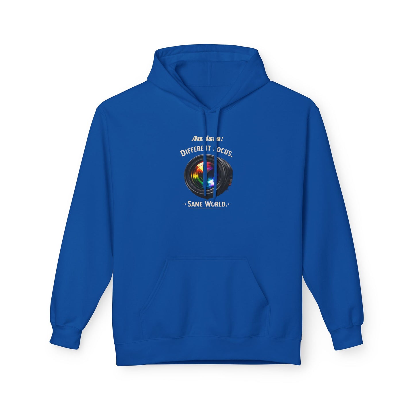 Hoodie — 'Different Not Less, Same World' Rainbow Eye Graphic