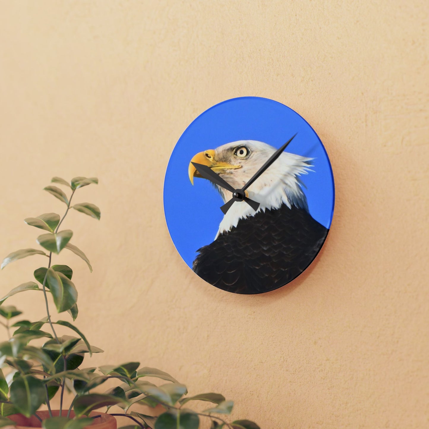 Bald Eagle Acrylic Wall Clock — Patriotic Wildlife Home Decor