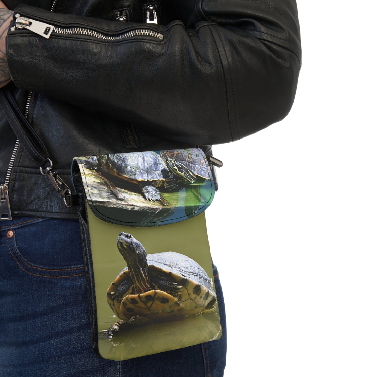 Turtle Phone Wallet — Crossbody Cell Phone Pouch with Turtle Photo