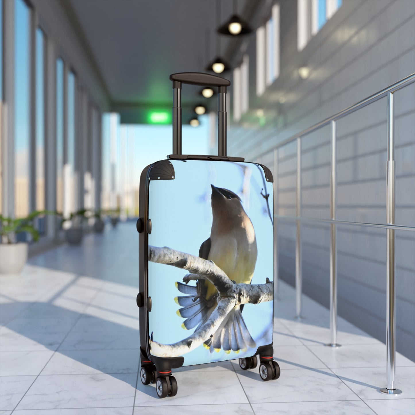 Cedar Waxwing Bird Suitcase — Lightweight Carry-On Luggage with Nature Photography Design