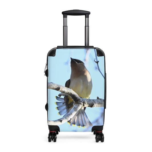 Cedar Waxwing Bird Suitcase — Lightweight Carry-On Luggage with Nature Photography Design