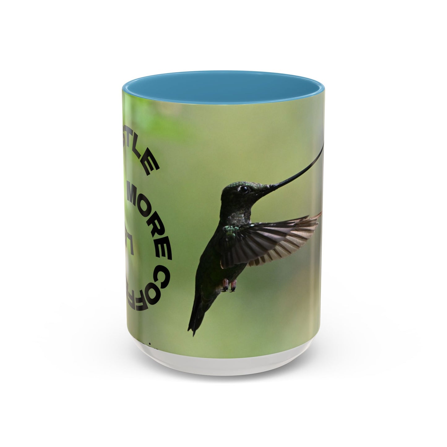 Hummingbird Accent Coffee Mug – 11/15oz Ceramic Mug with Black Interior & Handle
