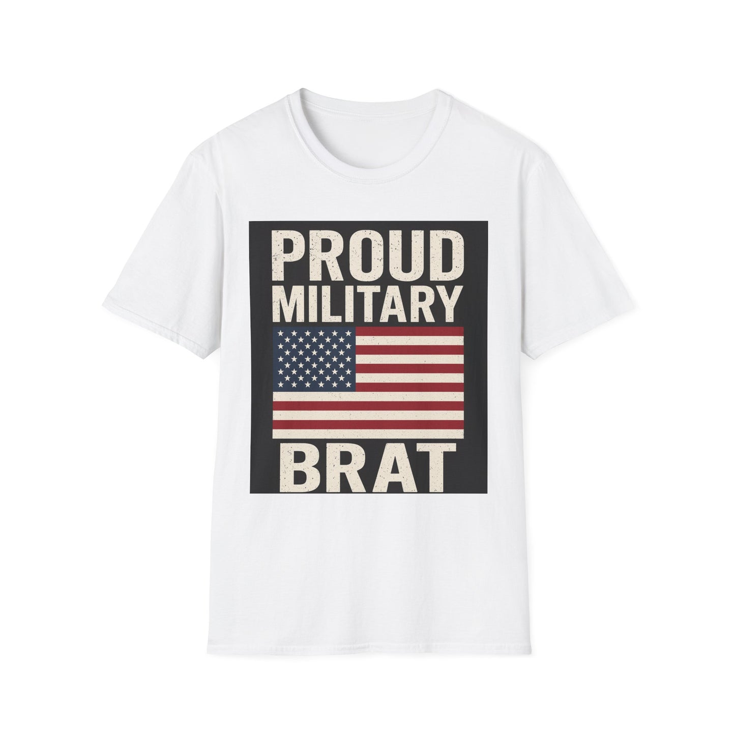 Proud Military Brat T-Shirt, Unisex Softstyle Tee, Patriotic Gift, Military Family Apparel, Comfortable Casual Wear, Support Our Troops