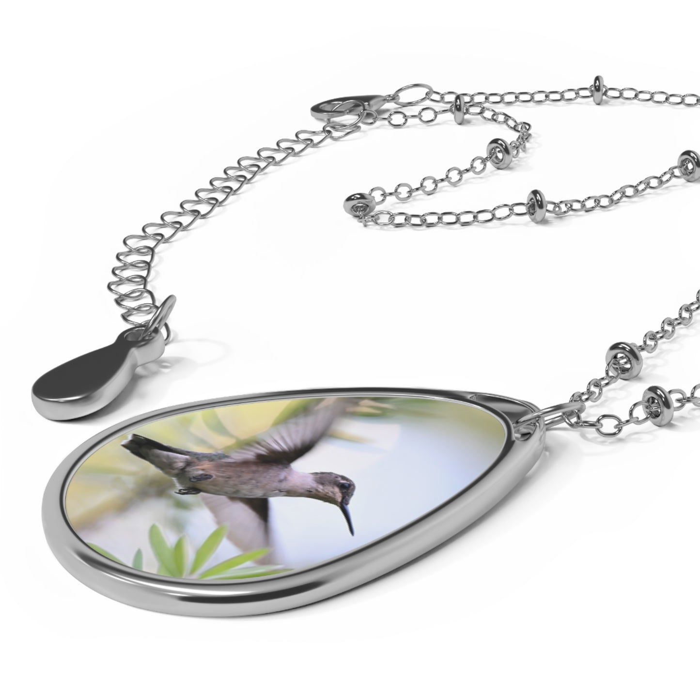 Hummingbird Oval Necklace, Unique Jewelry Gift, Nature Lover's Pendant, Bird Necklace, Handmade Gift for Her