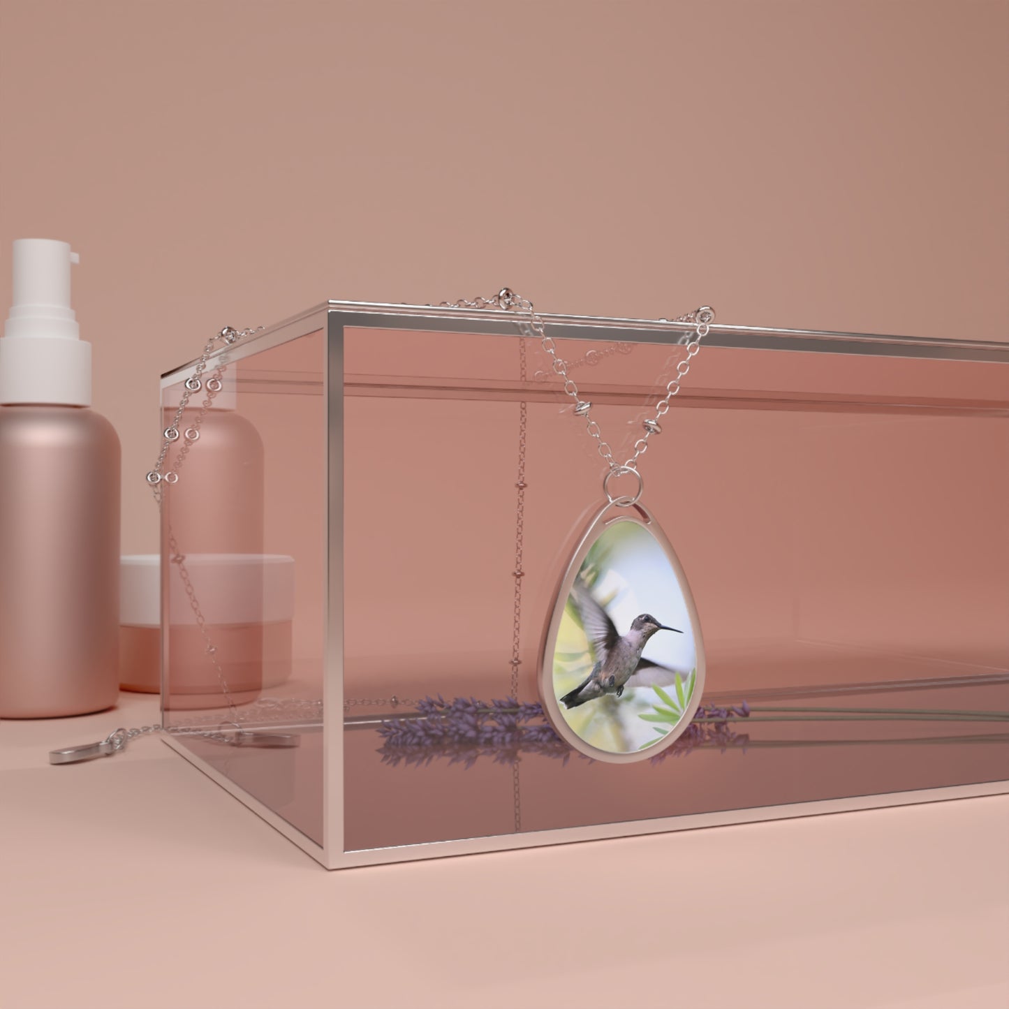 Hummingbird Oval Necklace, Unique Jewelry Gift, Nature Lover's Pendant, Bird Necklace, Handmade Gift for Her