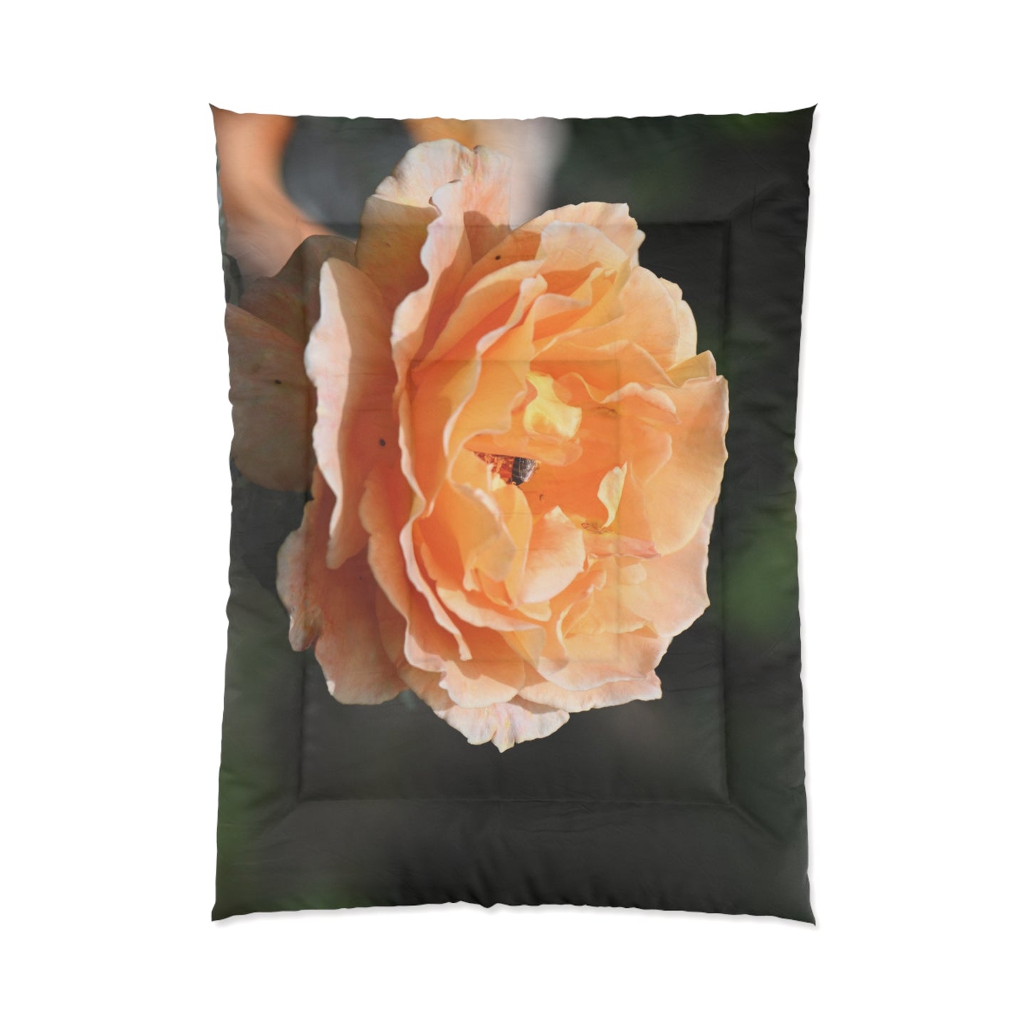 Floral Comforter - Large Peach Rose Print Bedding for Cozy Bedrooms