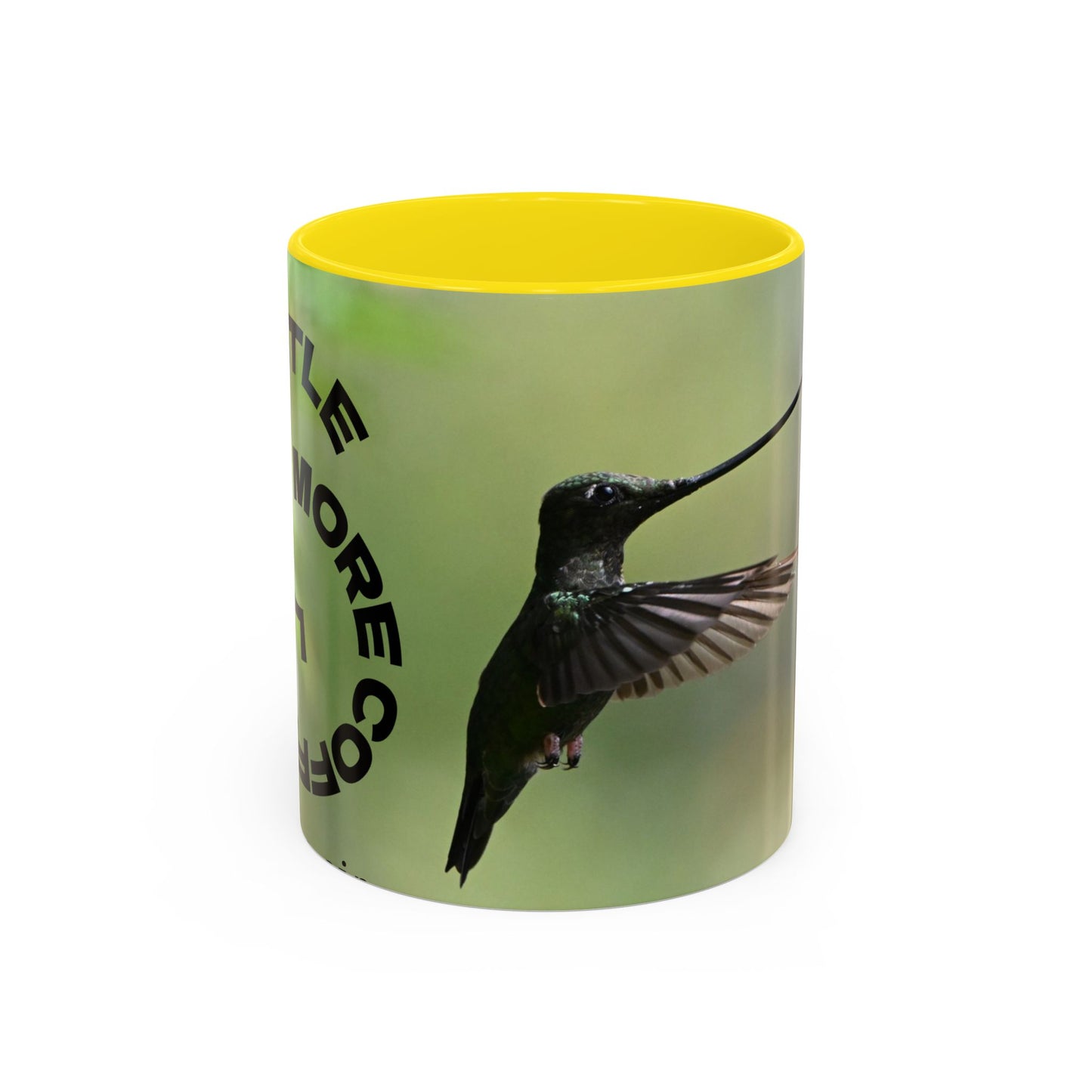Hummingbird Accent Coffee Mug – 11/15oz Ceramic Mug with Black Interior & Handle