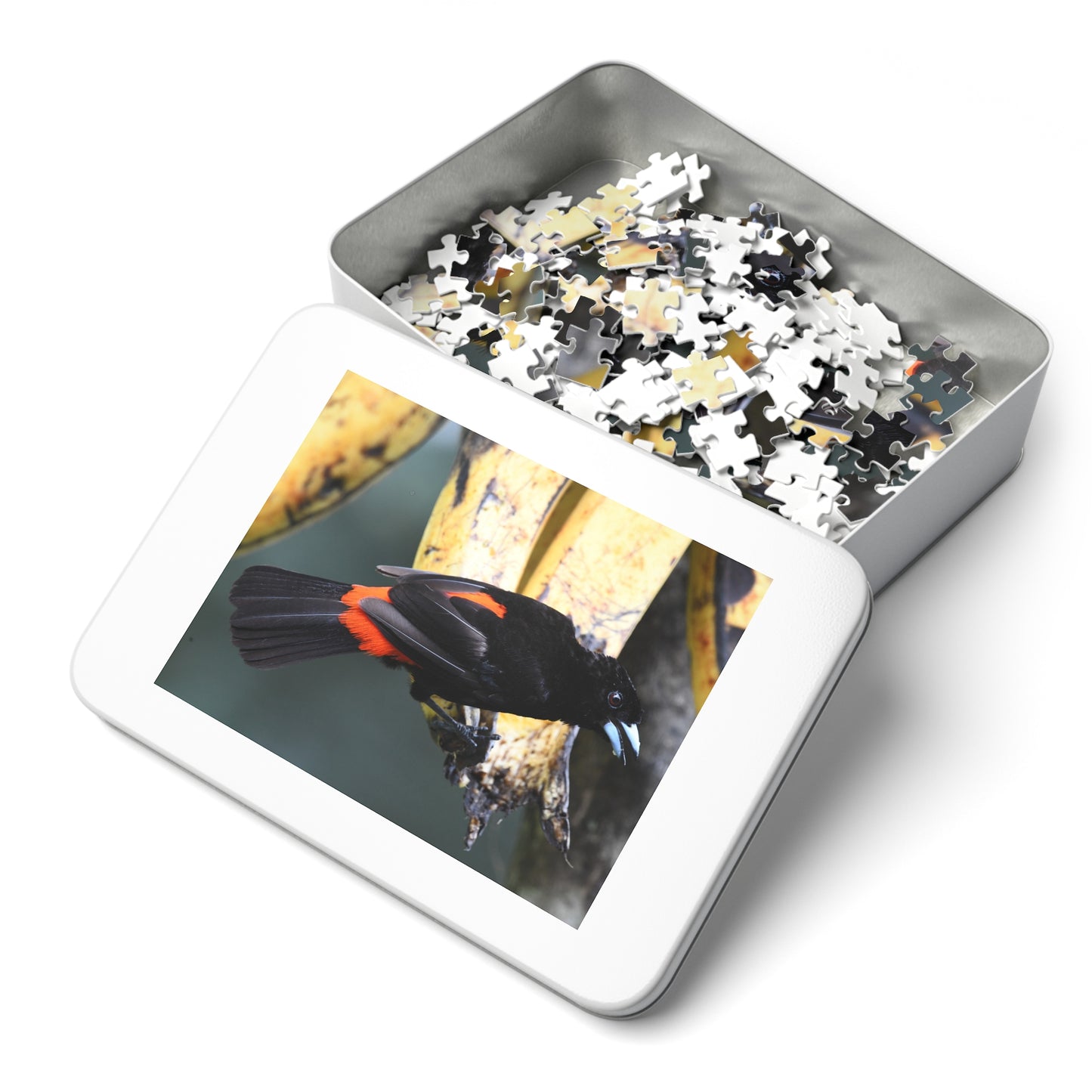 Bird-Themed Jigsaw Puzzle with Tin - Perfect Gift for Nature Lovers, Family Game Night, Eco-Friendly Home Decor, Educational Activity.